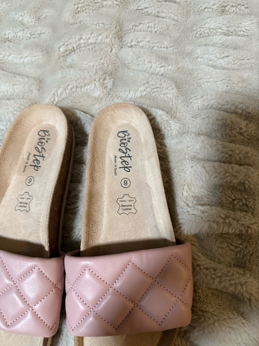 BioStep Quilted Slide Sandals in Light Pink - Women's